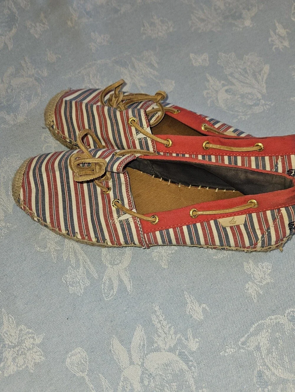 Sperry Top-Sider Women's Katama Slip-Ons, Red/Blue Stripe, Size 8.5M